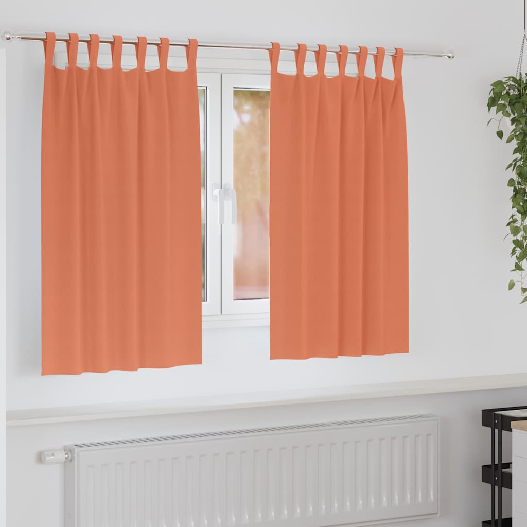 Blackout Curtains with Rings Terracotta Polyester